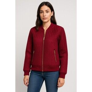 Imperious XL Quilted Bomber Jacket Maroon/Burgundy Heavyweight Gold Hardware